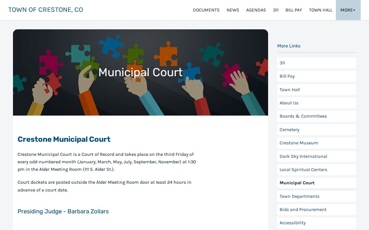 Crestone Municipal Court docket page used to trace Crestone busted mugshots to case records