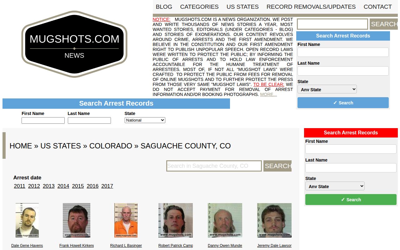 Unofficial historical Saguache County mugshot archive interface