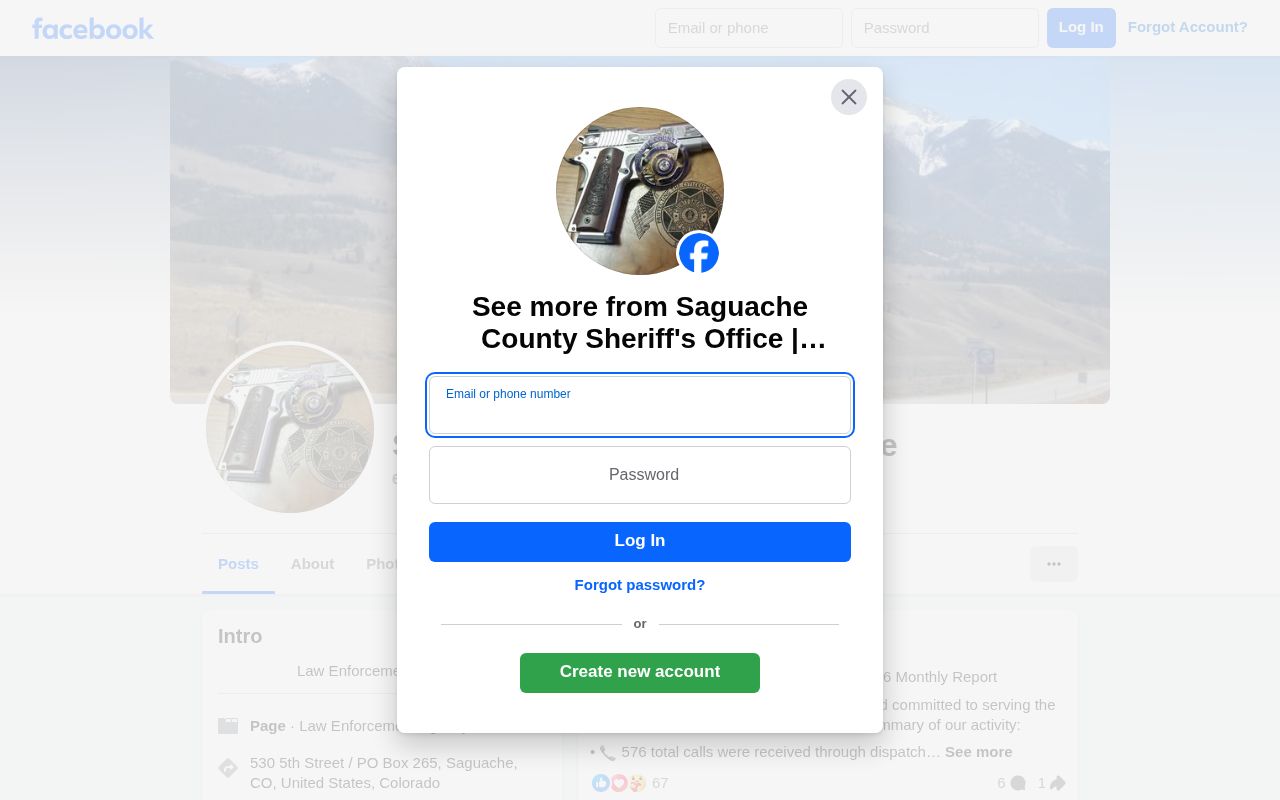 Saguache County Sheriff public safety and tip social channel
